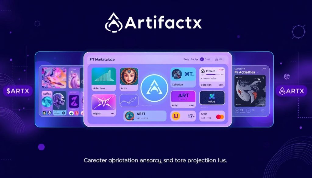 ArtifactX NFT marketplace showing digital art collections and royalty tracking
