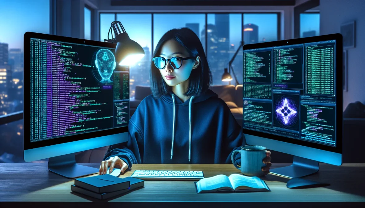 developer-deploying-a-token-on-solana-blockchain-using-command-line-interface-and-dual-monitors