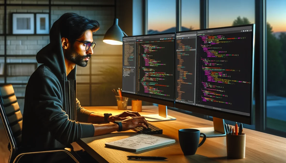developer-reviewing-smart-contract-code-on-dual-monitors-during-security-audit-process