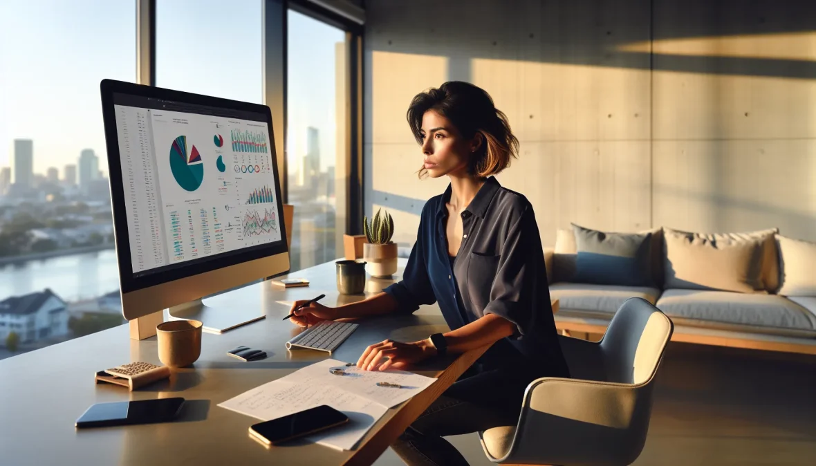 investor-analyzing-cryptocurrency-tokenomics-charts-and-data-on-computer-in-modern-home-office