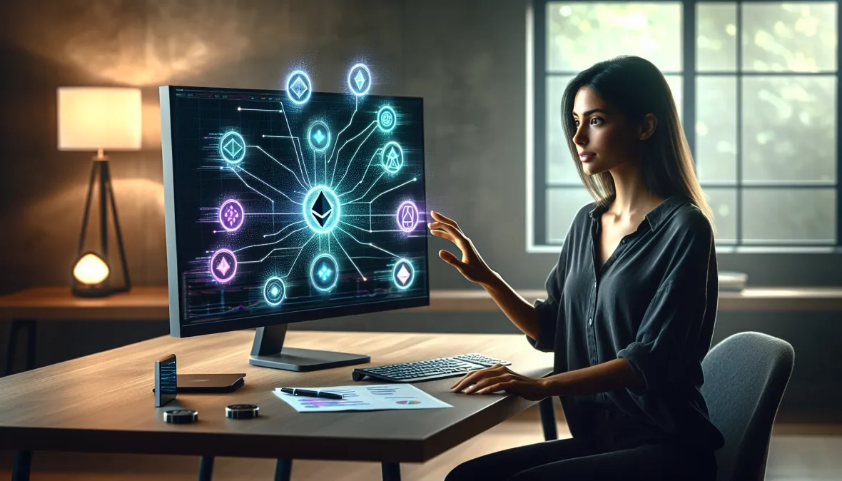 investor-managing-multi-chain-crypto-portfolio-on-computer-with-holographic-blockchain-network-icons